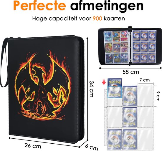 Album à Cartes 900 Pokémon – 50 Pochettes Réversibles, 9 Cartes Par Page, Protection EVA