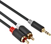 Jack naar tulp kabel 3.5 mm – Universeel - 3,5 mm jack naar 2x RCA Male - Zwart - 3 meter - Allteq