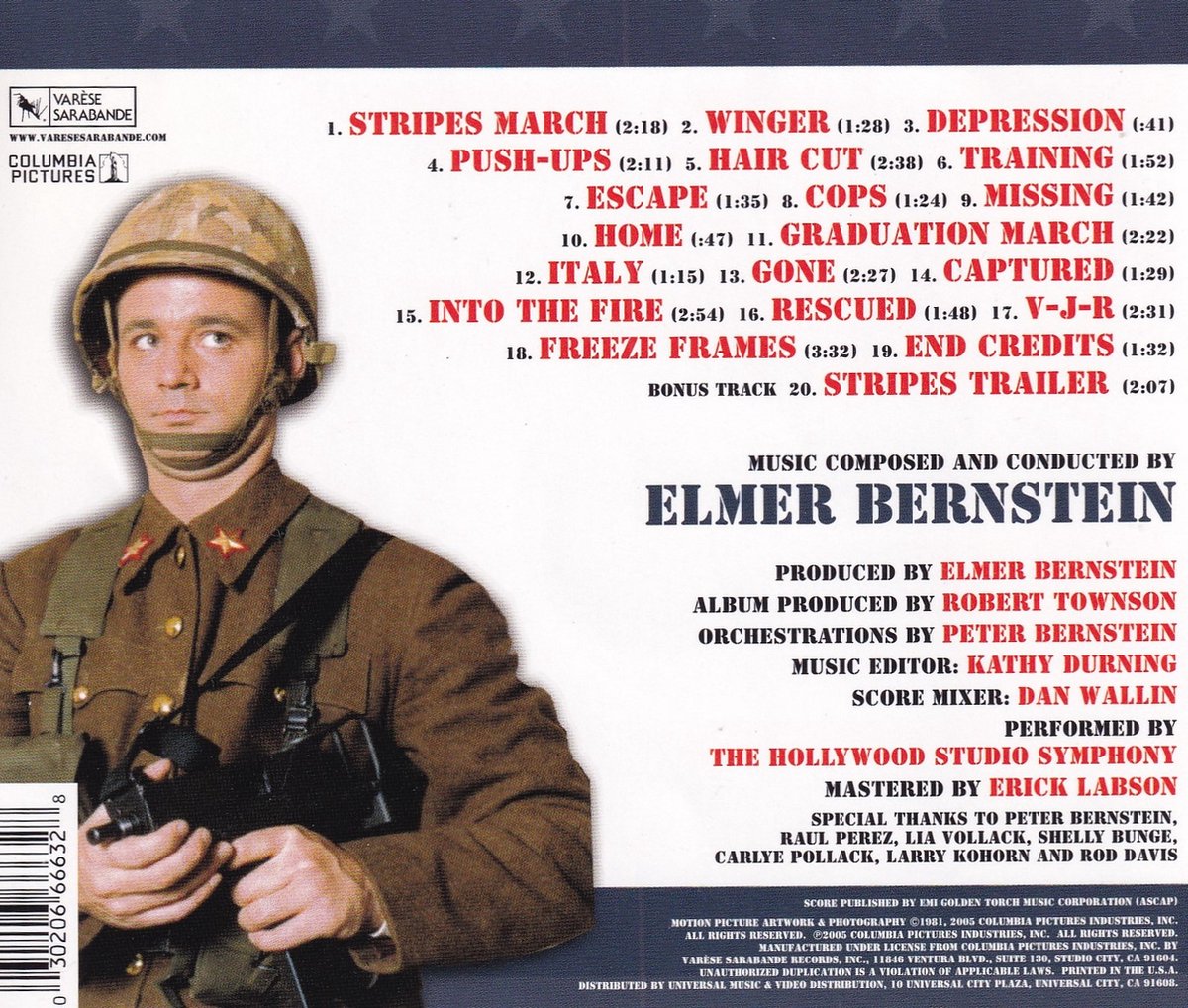 Stripes [Original Motion Picture Soundtrack], Elmer Bernstein CD
