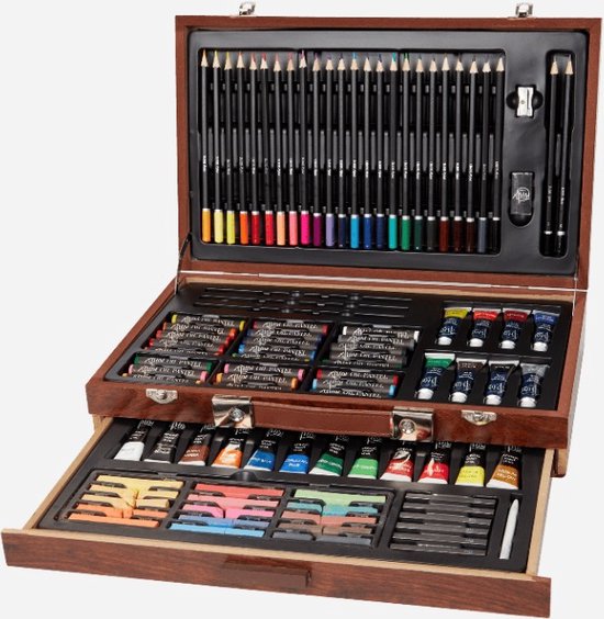 Premium Art set creative Artist 97 pc s kleuren kleurpotloden kleurkoffer bol