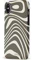 foto van Boogie Wonderland Green - Double Layer - Hard case geschikt voor iPhone X / Xs hoesje - Golven print hoesje groen - Beschermhoes shockproof case geschikt voor iPhone X / Xs hoesje - Hoesje met golven print groen