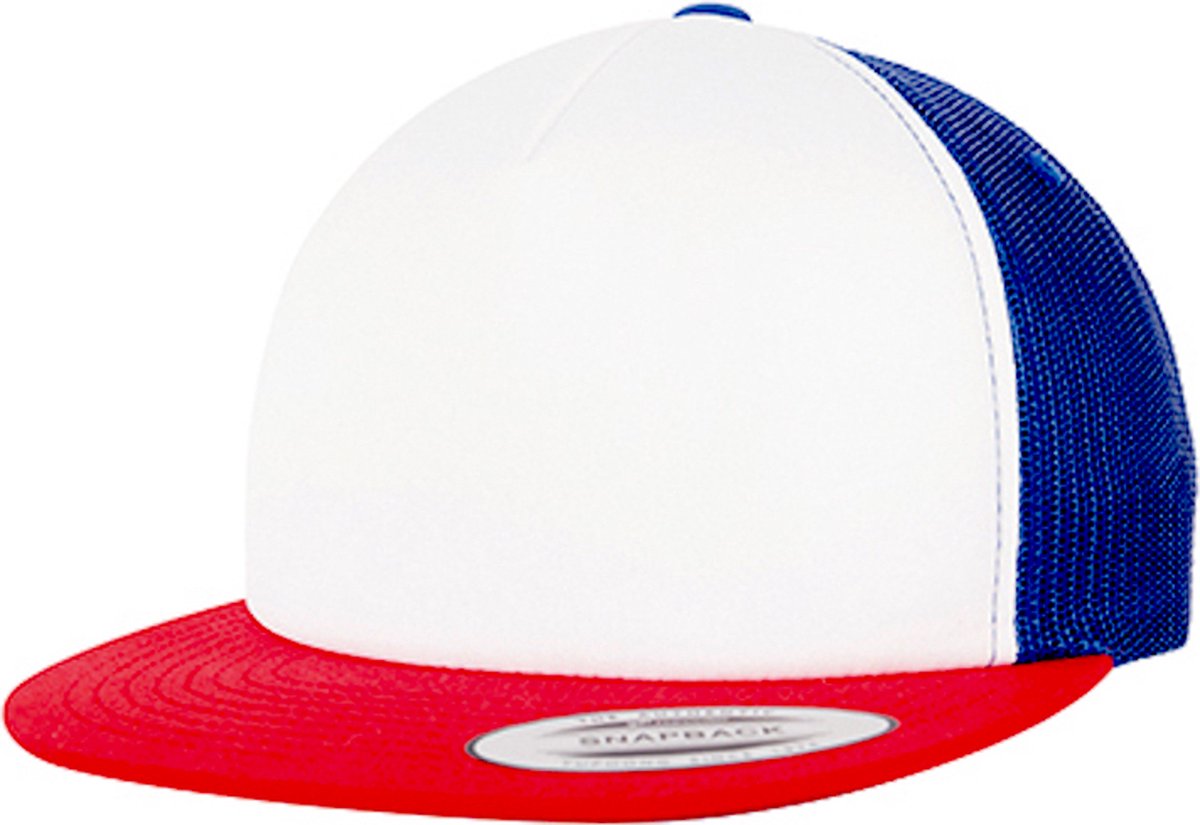 Flexfit 'Foam Trucker White Front Cap' Rood/Wit/Blauw