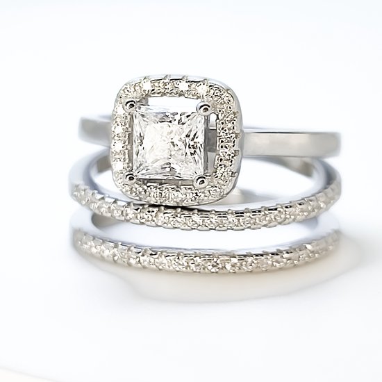 PROMETIDA / Verlovingsring Set / Jacket Bella / Hoogwaarding sterling Zilver 925 / Moederdag Cadeau / Relatie ring / promise ring/