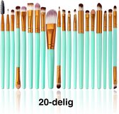 Bol.com Make-up kwasten - Make-up kwasten set - Kwasten set - Kwasten - Turquoise/Goud - Make-up kwast - Beauty tools - Make-up ... aanbieding
