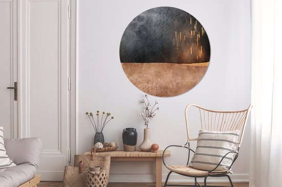 WallCircle - Wall Circle - Wall Circle Indoor - Abstrait - Or - Design - 120x120 cm - Décoration murale - Peintures Ronds XXL