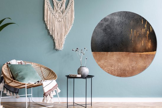 WallCircle - Wall Circle - Wall Circle Indoor - Abstrait - Or - Design - 120x120 cm - Décoration murale - Peintures Ronds XXL