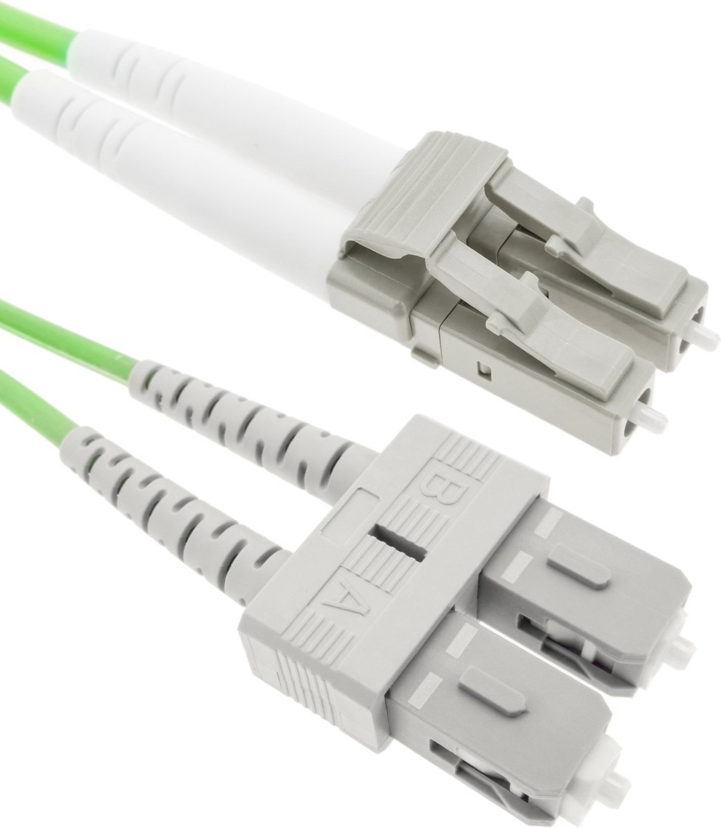 BeMatik - Glasvezelkabel OM5 multimode duplex 50 µm / 125 µm LC / PC naar SC / PC 100 Gb 20 m