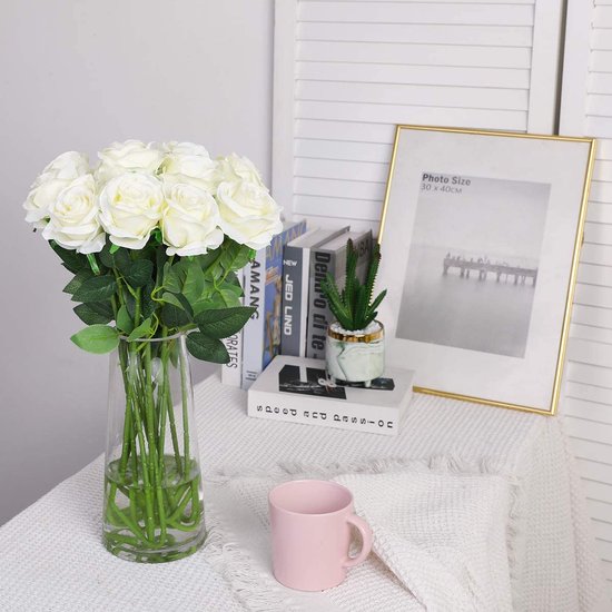 Bouquet de fleurs artificielles blanc cassé 30 cm