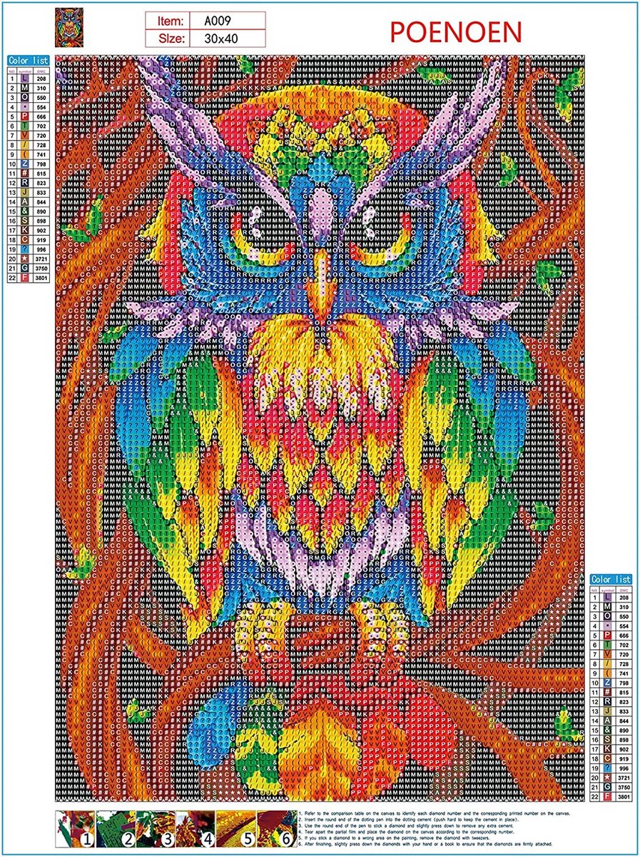 Uil Diamond Art, Diamond Art Kits Volwassenen, 5D Dieren Diamant Schilderij Kit, Groot Maat 40x50cm, Crystal Art Kits voor Volwassenen & Beginners