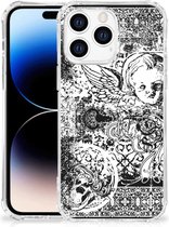 GSM Hoesje Geschikt voor Apple iPhone 14 Pro Max Doorzichtige Silicone Hoesje met transparante rand Skulls Angel