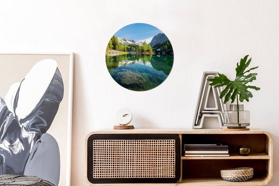 WallCircle - Cercle Mural - Cercle Mural - Water - Montagnes - Rochers - Aluminium - Dibond - 30x30 cm - Intérieur et Extérieur