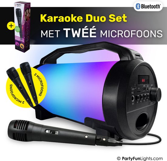 PartyFunLights - Bluetooth Karaoke Set - party speaker - inclusief  microfoon -... | bol.com