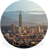 WallCircle - Wandcirkel ⌀ 150 - De Taiwanese wolkenkrabber in de stad Taipei in de namiddag - Ronde schilderijen woonkamer - Wandbord rond - Muurdecoratie cirkel - Kamer decoratie binnen - Wanddecoratie muurcirkel - Woonaccessoires