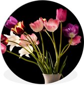 WallCircle - Wandcirkel ⌀ 60 - Tulpen - Stilleven - Bloemen - Ronde schilderijen woonkamer - Wandbord rond - Muurdecoratie cirkel - Kamer decoratie binnen - Wanddecoratie muurcirkel - Woonaccessoires