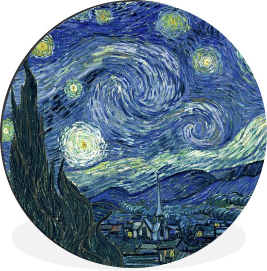 Cercle mural - Cercle mural - Nuit étoilée - Peinture - Maîtres anciens - Vincent van Gogh - Aluminium - Dibond - 90x90 cm - Intérieur et extérieur