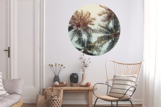 WallCircle - Cercle Mural - Cercle Mural - Palmier - Été - Tropical - Aluminium - Dibond - 140x140 cm - Intérieur et Extérieur
