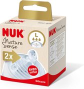 NUK Nature Sense silicone speen voor babyflessen | anti-kolic-ventiel | maat L | 2 stuks L