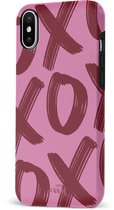 xoxo Wildhearts Can't Talk Now Pink - Double Layer - Roze hoesje geschikt voor iPhone X / Xs hoesje - Hardcase shockproof hoesje - Beschermhoesje roze geschikt voor iPhone 10 / Xs - Roze