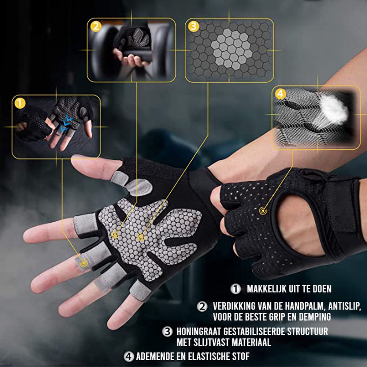 FitBoostR Sport & Fitness Handschoenen - Maat M - Heren & Dames - Krachttraining - Crossfit Grips — cadeau in Sport & Outdoor - foto 2