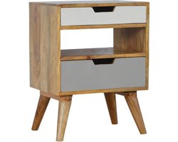 Artisan - Nachtkastje - Mangohout - 2 Lades en cut out 60h x 45w x 40d cm
