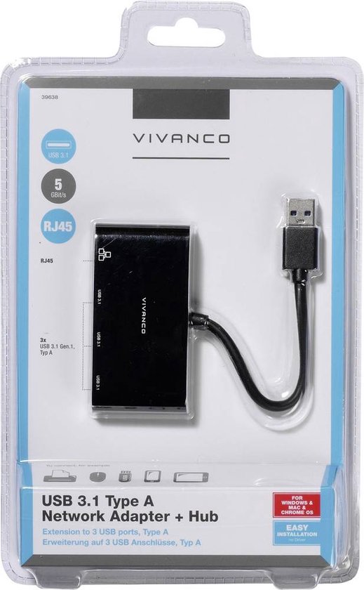 Vivanco USB 3.2 Gen 1 (USB 3.0) Adapter [4x RJ45bus, USB 3.2 Gen 1 bus