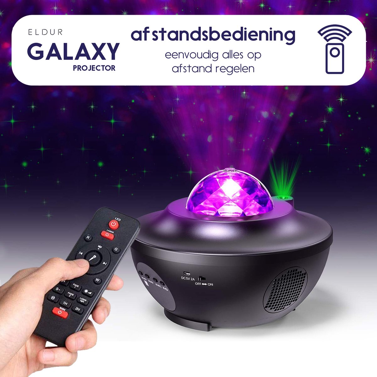 Eldur® Originele Sterren Projector - Galaxy projector - Sterrenhemel - Galaxy - Heelal - Sterrenlamp - Bluetooth met Muziek - 2 Jaar Garantie - Led en Laser Lamp - Nachtlamp – foto 5