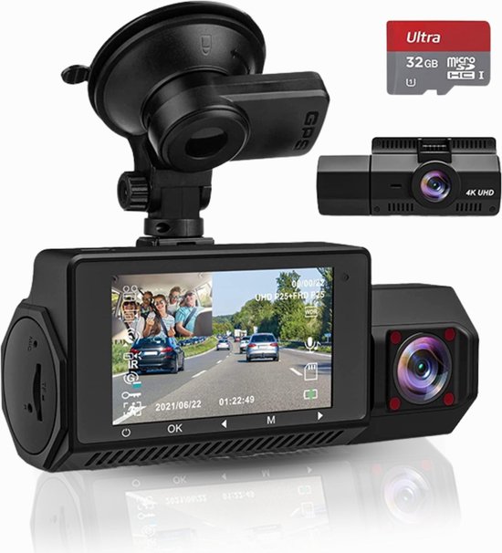 Abask® - 4K Ultra HD Dashcam Dashcam Auto - Geheugen tot 256GB - Voor en Achter... | bol.com