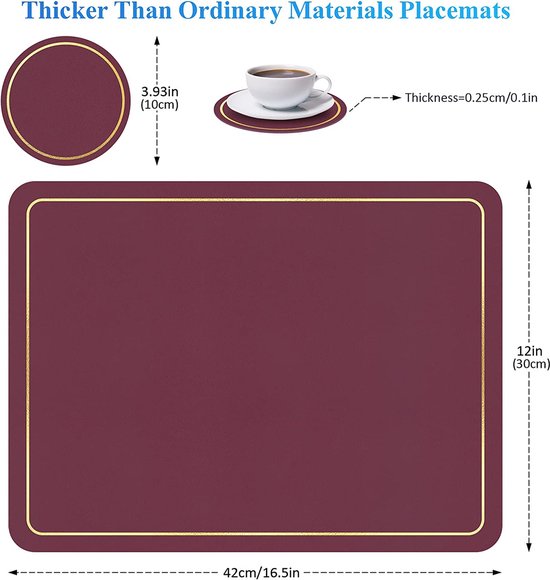 Placemats donker rood 6 stuks bol