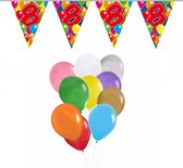 Folat - Verjaardag 8 jaar feest thema set 50x ballonnen en 2x leeftijd print vlaggenlijnen