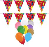Folat - Verjaardag 50 jaar feest thema set 50x ballonnen en 3x leeftijd print vlaggenlijnen
