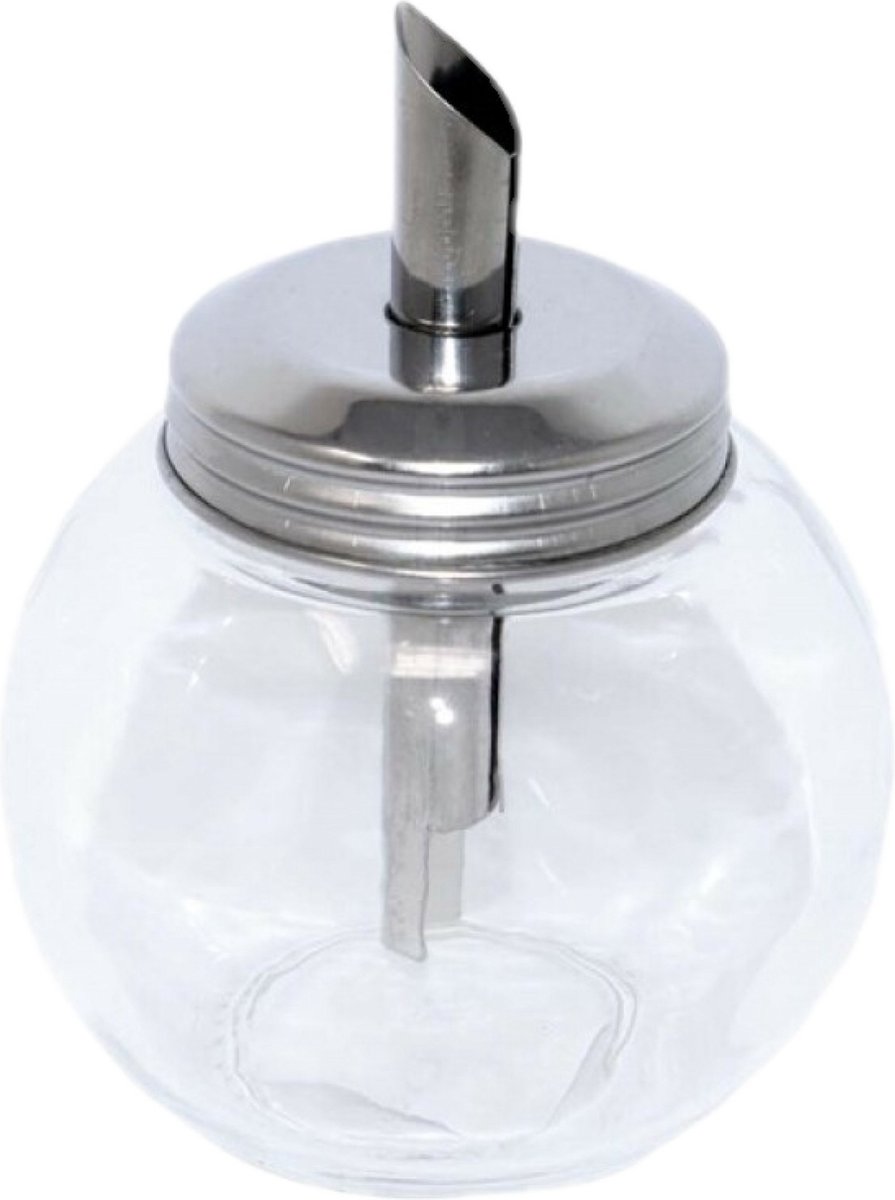 Concorde Suikerpot met strooier – voorraadpot glas – 250 ml – 8 x 8 x 11 cm – metalen schroefdeksel