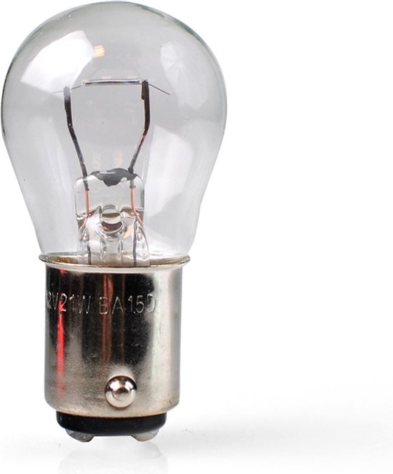 Box Of 10 Bulbs White BA15d 12V 21W Flosser Prongs Opposite Face