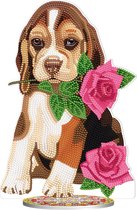 diamond painting acryl standaard hond/dog met roos