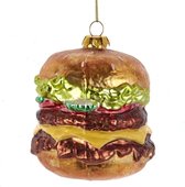 Kurt S. Adler kerstornament dubbele cheeseburger 3D glas - Kersthanger
