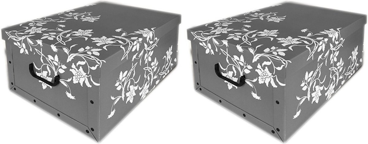2x Opbergboxen/Opbergdozen grijs 52 x 38 cm - Bewaardozen