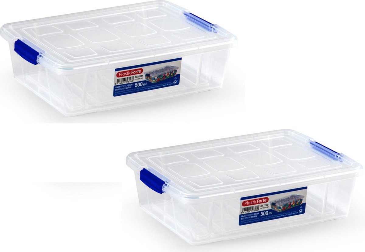 Plasticforte Opbergbox met deksel - 15x - 0,5 liter - transparant - kunststof - opbergkist