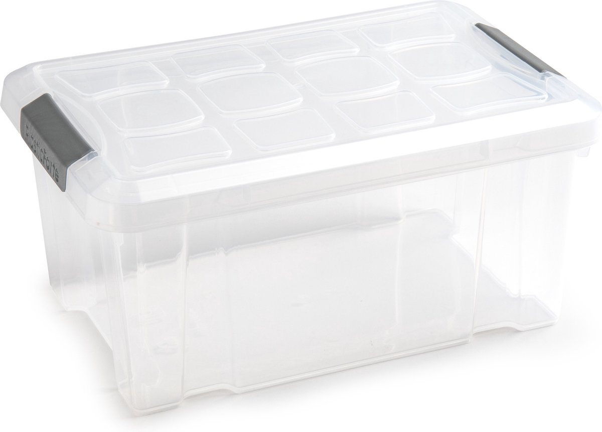 1x stuks Opslagbakken/organizers met deksel 5 liter 29 x 19 x 14 cm transparant - Opbergbakken