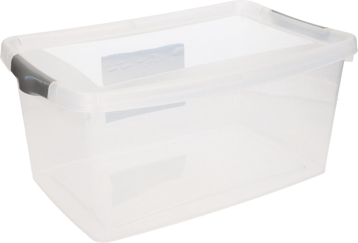 1x Stuks opberg boxen/opbergdozen 4 liter 29 x 19 x 13 cm kunststof - Opslagboxen - Opbergbakken kunststof transparant/blauw