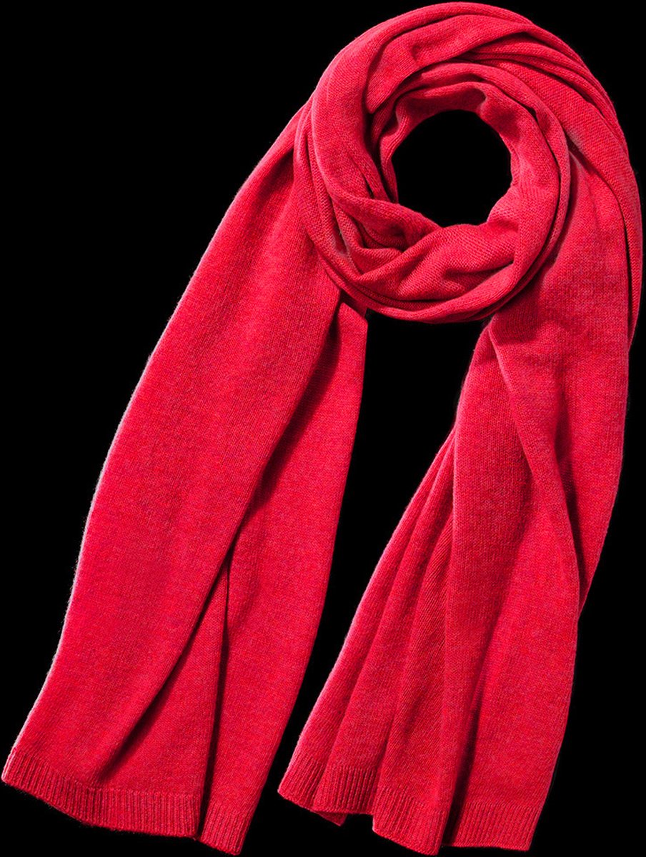 Zachte gebreide merino cashmere sjaal in fel rood