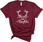 T-shirt de Noël Lykke | Noël | Joyeux et lumineux | Homme - Femme - Unisexe | Coton | Marron | Taille S