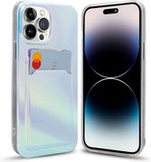 Laser case IMD geschikt voor iPhone 12 Pro - Hoesje met pasjeshouder geschikt voor iPhone 12 Pro hoesje - Siliconen case met pashouder geschikt voor iPhone 12 Pro