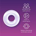Durex Pleasure Ring informatie: extra genot voor beide partners, langer en intenser genot, rekbaar comfortabel materiaal.