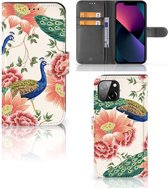 Telefoonhoesje met Pasjes Geschikt voor iPhone 13 Pink Peacock