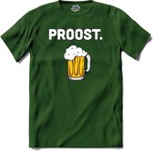 Proost - Bier kleding cadeau - bierpakket kado idee - grappige bierglazen drank feest teksten en zinnen - T-Shirt - Heren - Bottle Groen - Maat 3XL