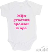 100% katoenen Romper "Mijn grootste sponsor is opa" Meisjes Katoen Wit/roze Maat 62/68
