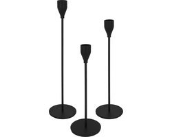QUVIO Kandelaar - Set van 3 - Kaarsenhouder - Kandelaars - Kaarsenstandaard - Gift - Woonaccesoires - Decoratieve accessoires - Verschillende hoogtes - Metaal - Zwart