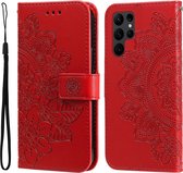 Mobigear Telefoonhoesje geschikt voor Samsung Galaxy S23 Ultra Hoesje | Mobigear Flowers Bookcase Portemonnee | Pasjeshouder voor 2 Pasjes | Telefoonhoesje voor Pinpas / OV Kaart / Rijbewijs - Rood