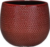 Pot de fleurs en faïence de 14 x 16 cm en faïence côtelée rouge bordeaux - Cache- pots Mica Decorations
