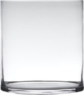 Transparante home-basics cilinder vorm vaas/vazen van glas 30 x 25 cm - Bloemen/takken/boeketten vaas voor binnen gebruik