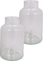 2x pots de lait en verre vases à fleurs col étroit 15 x 25 cm - Vases à fleurs en verre transparent